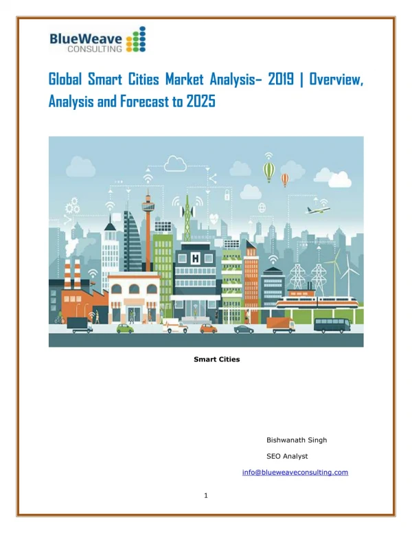 Global Smart Cities Market Analysis– 2019 | Overview, Analysis and Forecast to 2025
