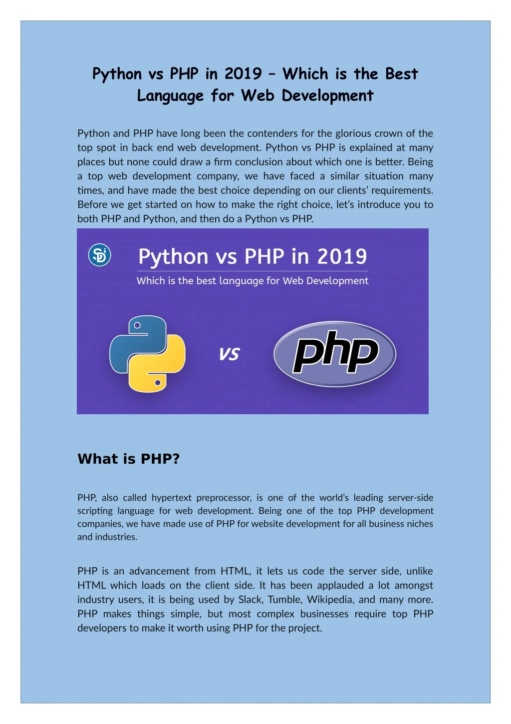 python vs php in 2019 which is the best language