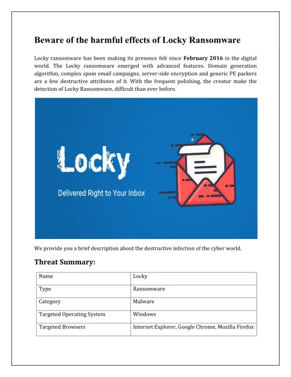 How to remove Locky Ransomware from your system