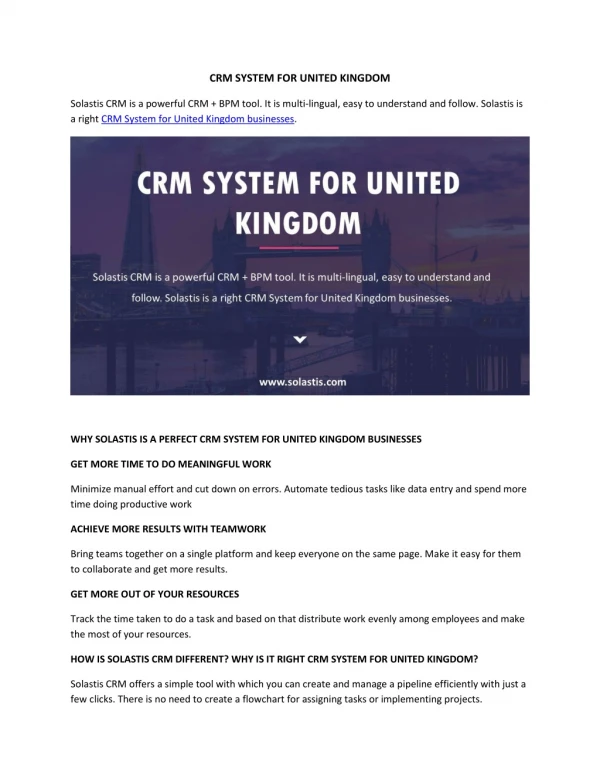 CRM System for United Kingdom - Solastis