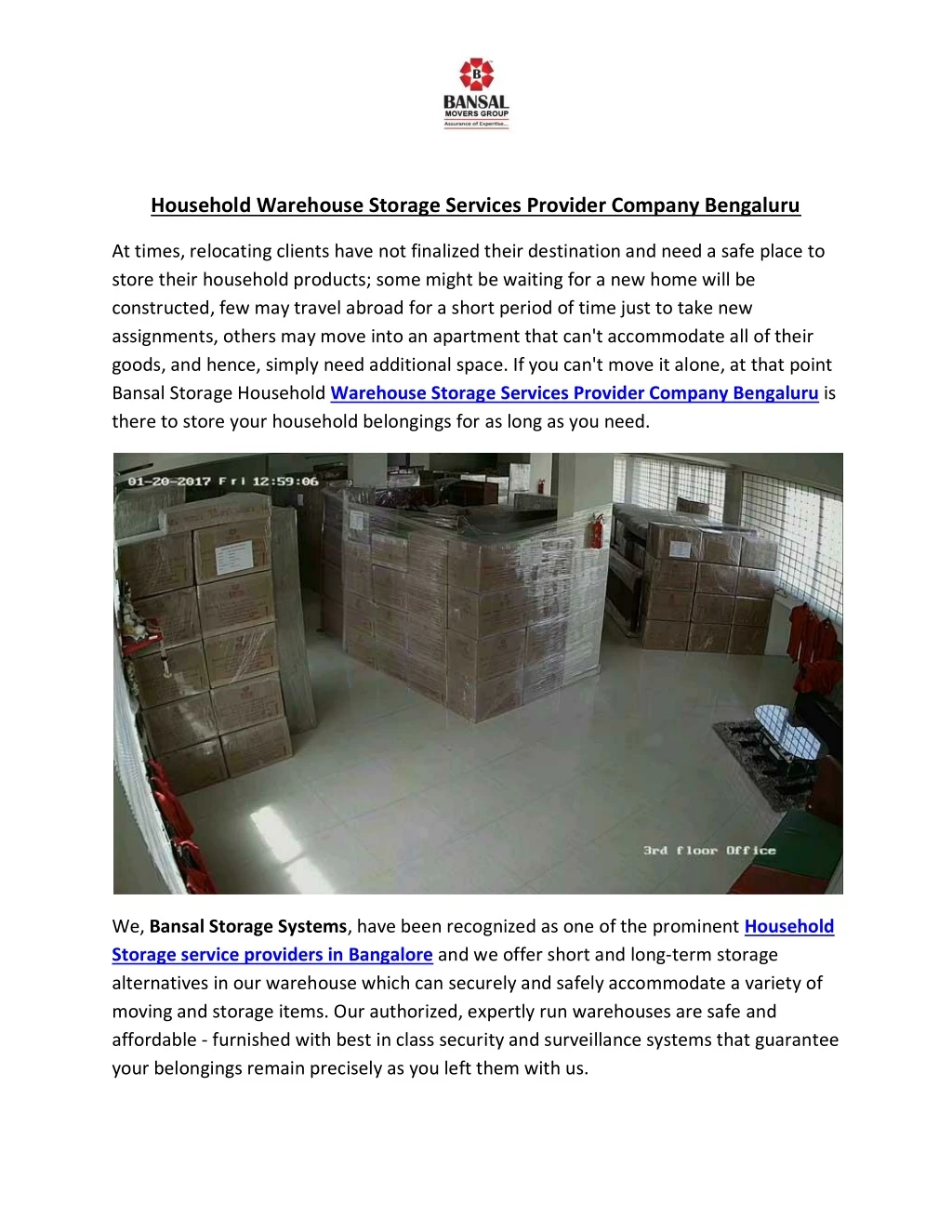 household warehouse storage services provider