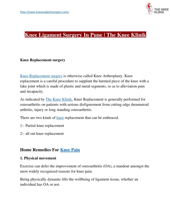 Knee ACL Reconstruction In Pune | The Knee Klinik