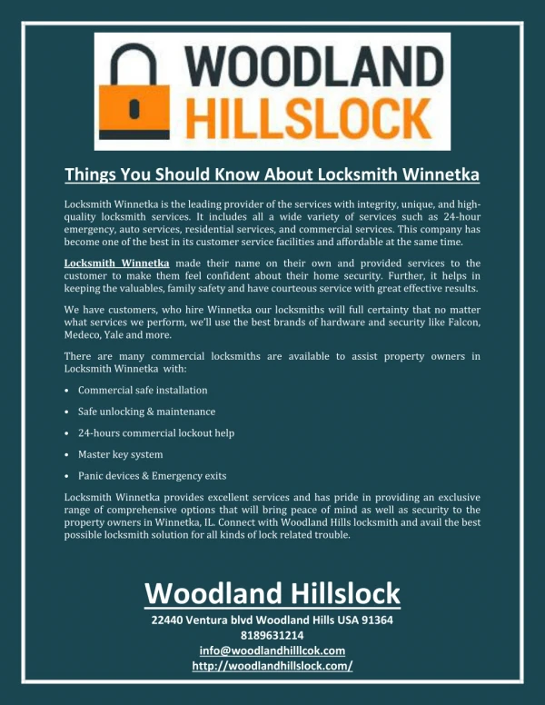 Things You Should Know About Locksmith Winnetka