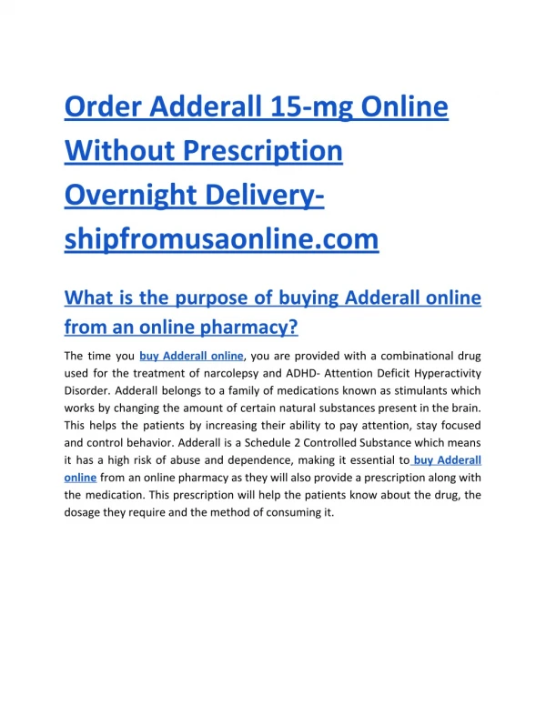 Order Adderall15-mg Online Without Prescription Overnight Delivery- shipfromusaonline.com