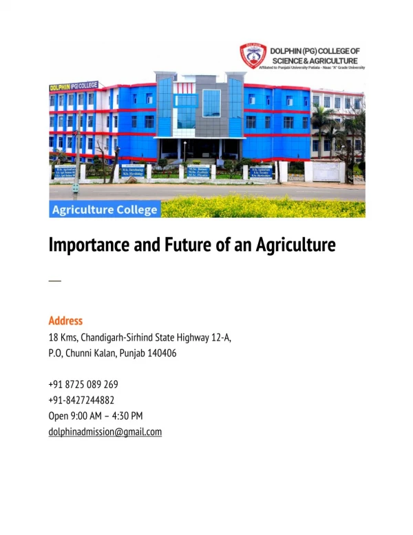 Importance and Future in Agriculture