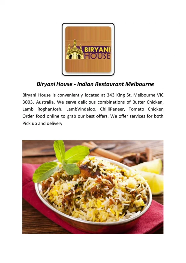 5% Off -Biryani House-Melbourne - Order Food Online