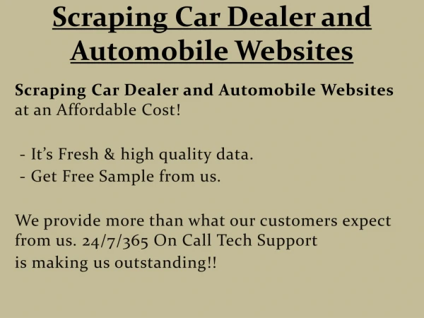 Scraping Car Dealer and Automobile Websites