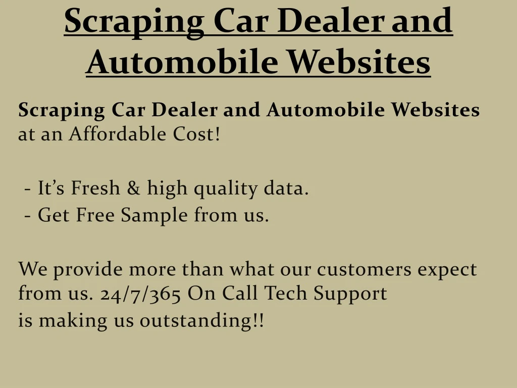 scraping car dealer and automobile websites