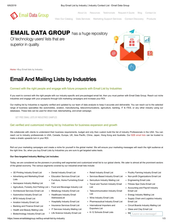 Buy Email List by Industry - Email Data Group