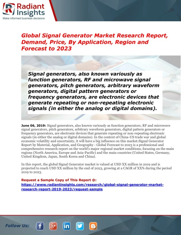 Signal Generator Market – Current Trends and Industry Overview, 2023