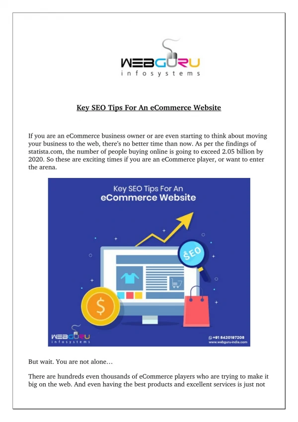 Key SEO Tips For An eCommerce Website