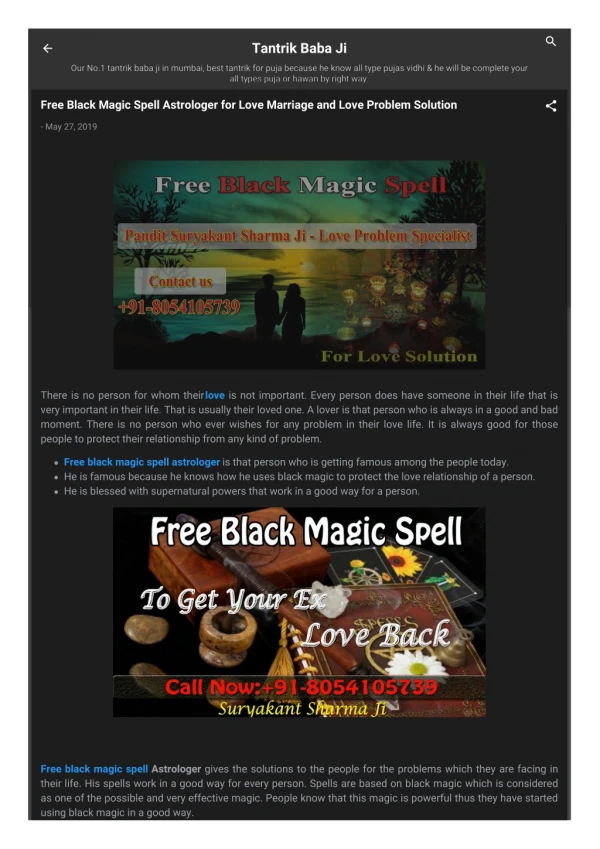 Free Black Magic Spell Show you the best path to resolve your love Problems