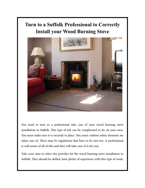 Turn to a Suffolk Professional to Correctly Install your Wood Burning Stove