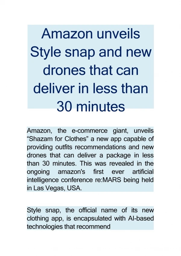 Amazon announces new drone service and new AI app that helps shoppers shop with similar outfits