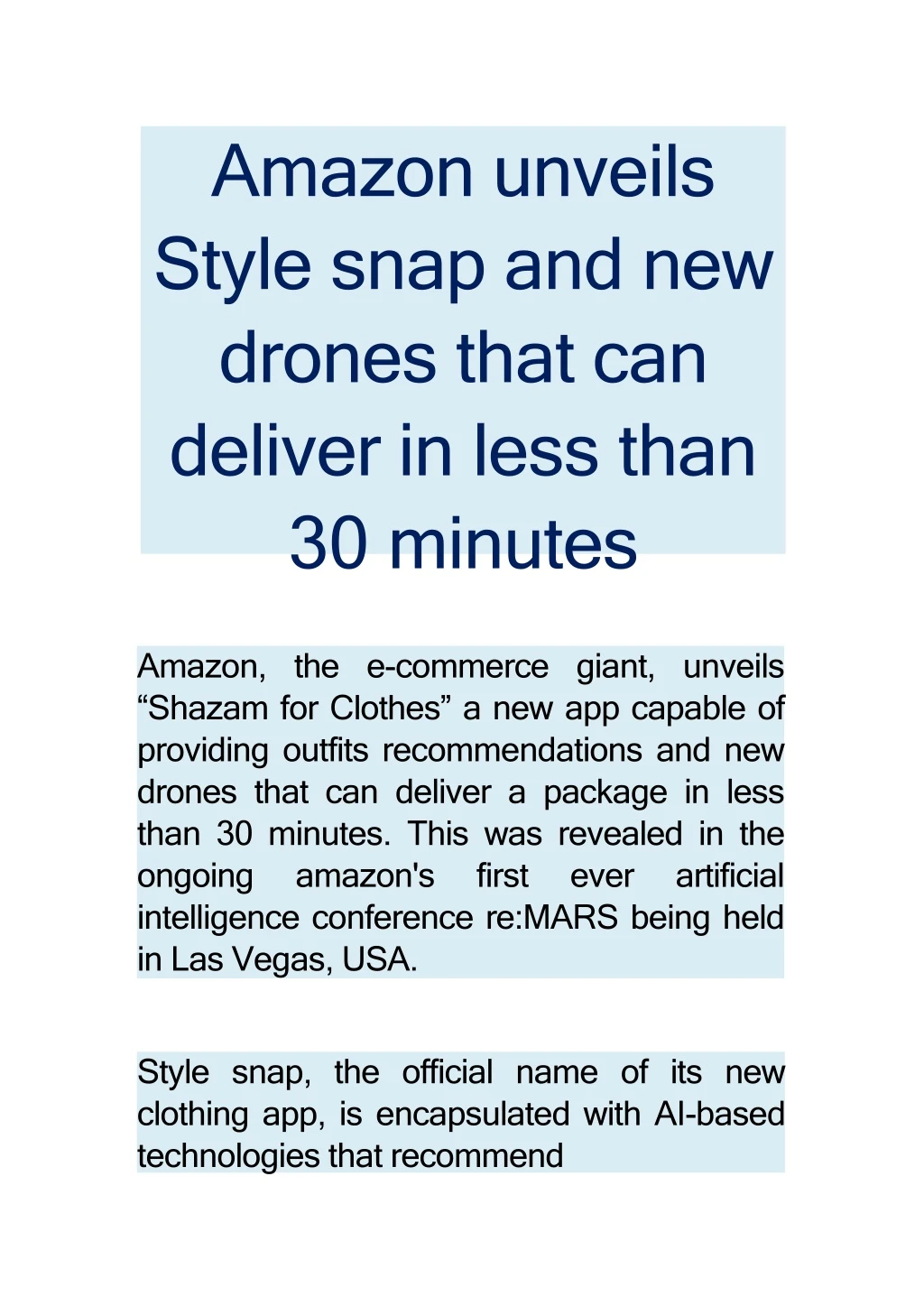 amazon unveils style snap and new drones that
