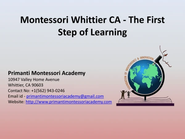 Montessori Whittier CA- Best Learning Environment