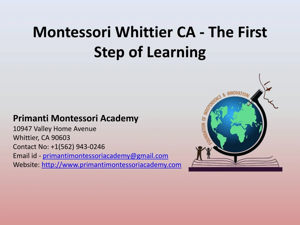 montessori whittier ca the first step of learning