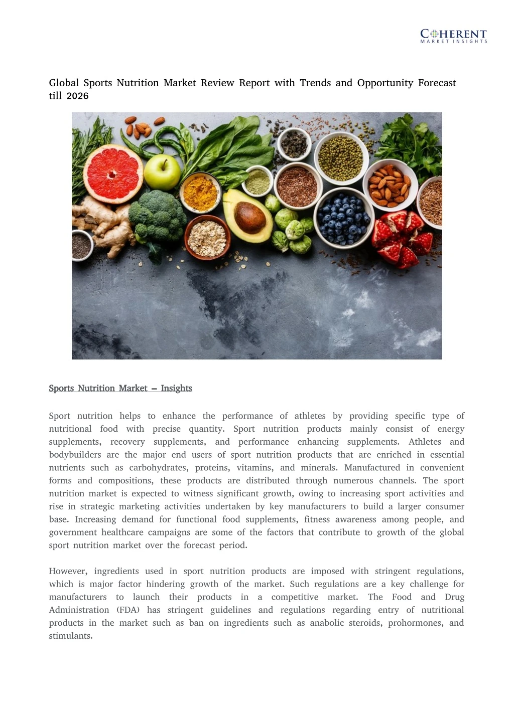global sports nutrition market review report with