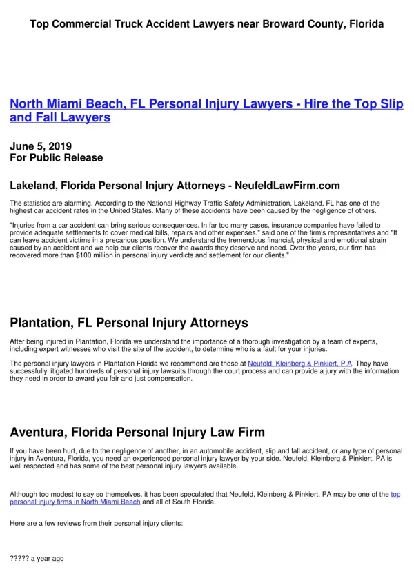 5 star Reviews Auto Accident Injury Law Firms in Hallandale, Florida