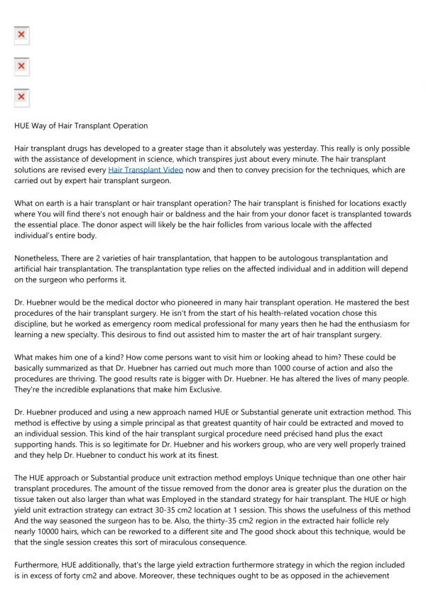hue way of hair transplant operation