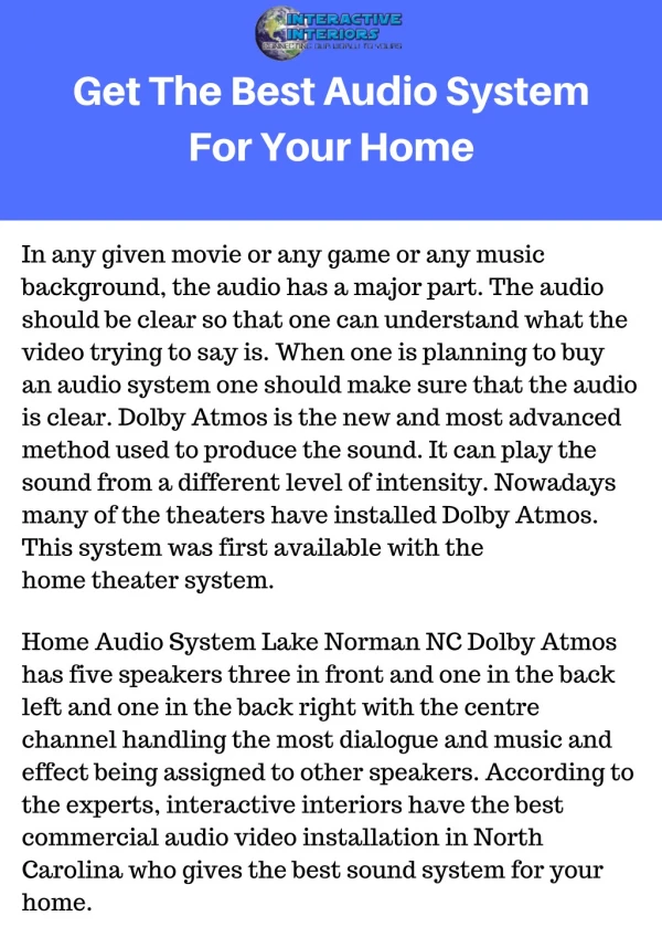 Get The Best Audio System For Your Home