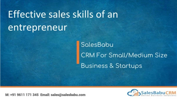 Effective sales skills of an entrepreneur