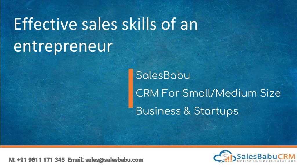 effective sales skills of an entrepreneur