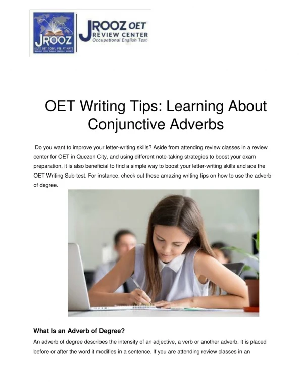 OET Writing Tips: How to Use the Adverb of Degree