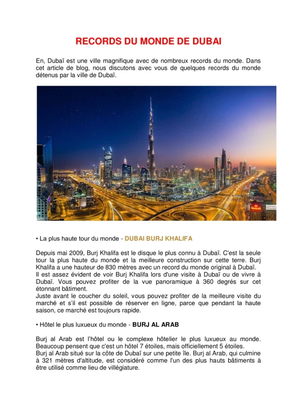 Records du monde de Dubai
