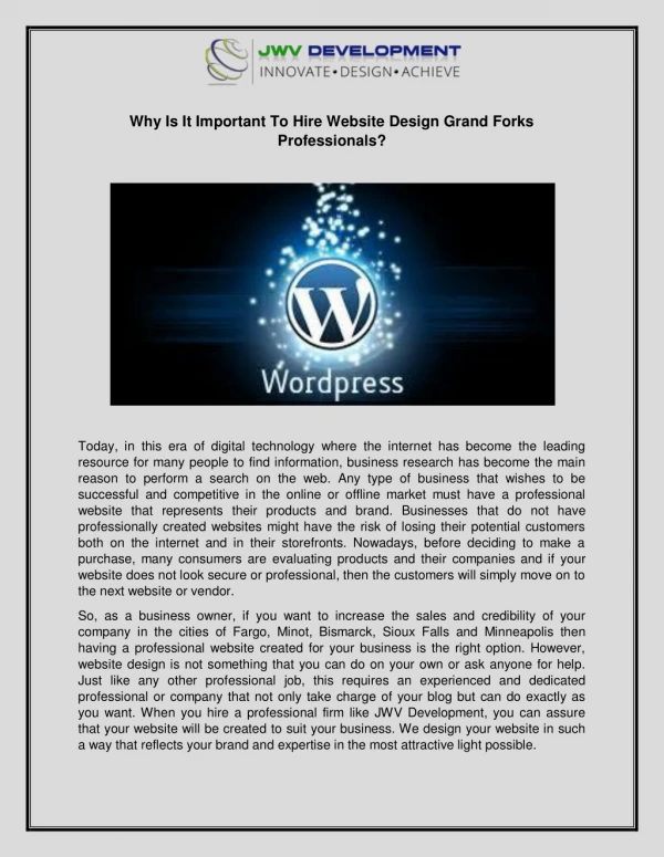Why Is It Important To Hire Website Design Grand Forks Professionals?
