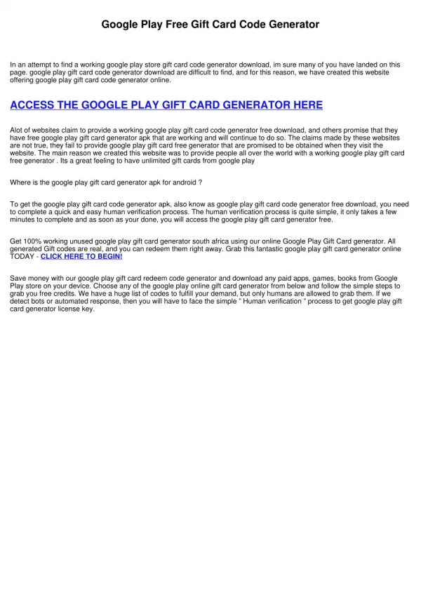 Google Play Gift Card Code Generator Online