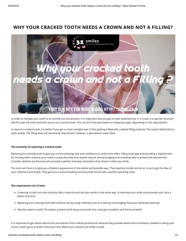 WHY YOUR CRACKED TOOTH NEEDS A CROWN AND NOT A FILLING?