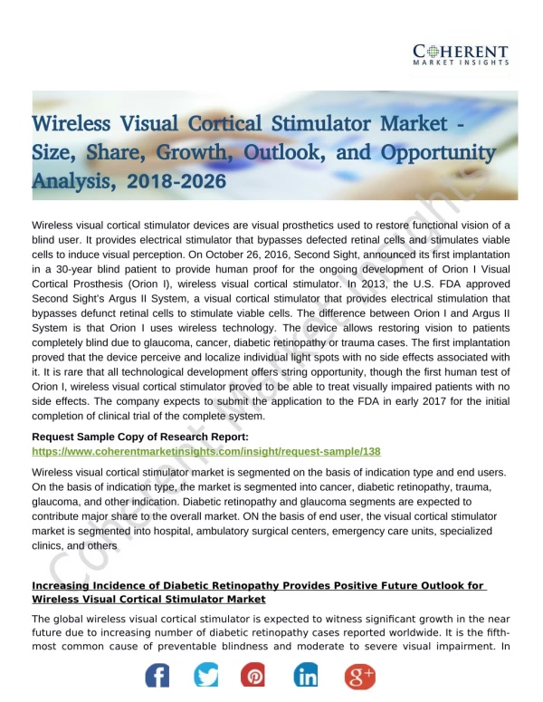 Wireless Visual Cortical Stimulator Market is expected to have the highest growth rate during the forecast period 2026