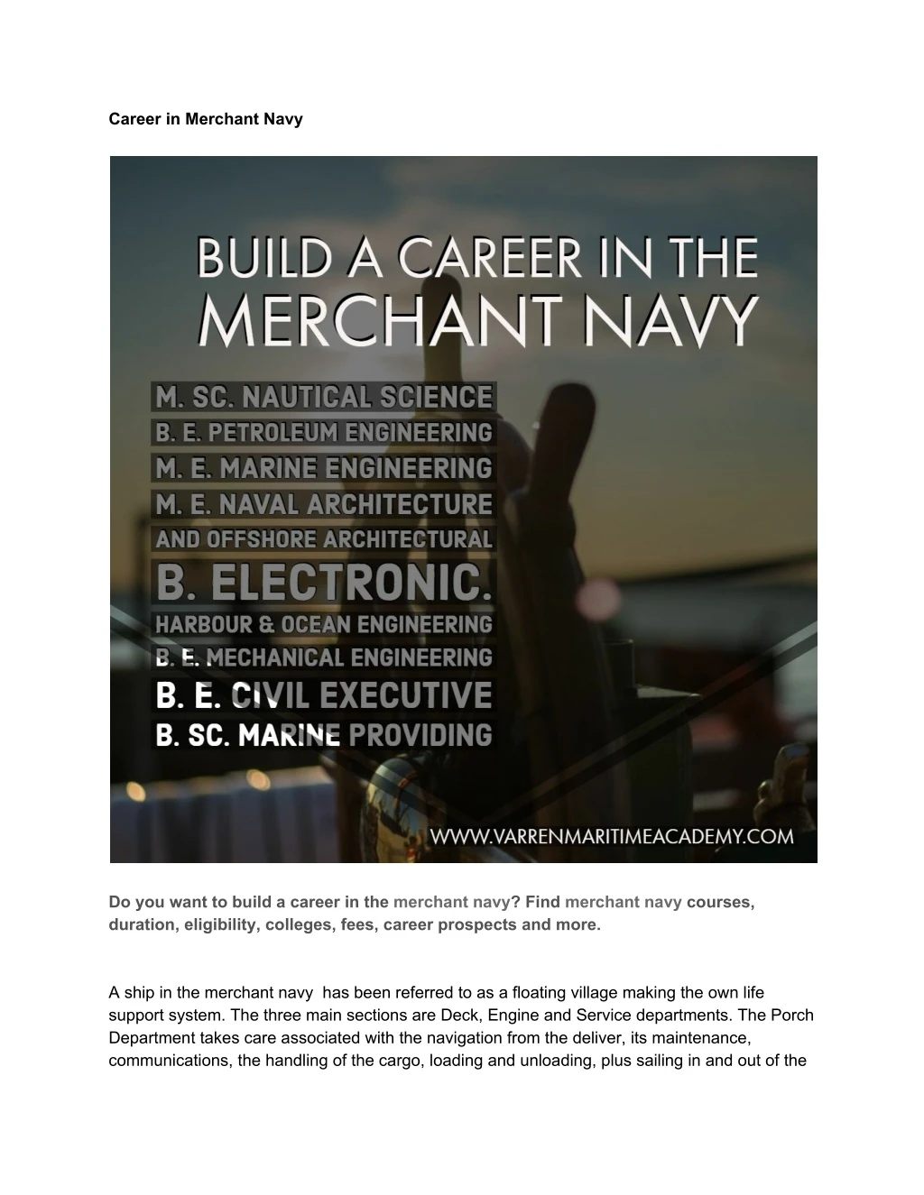 career in merchant navy