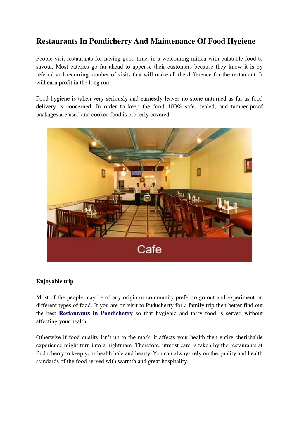 restaurants in pondicherry and maintenance