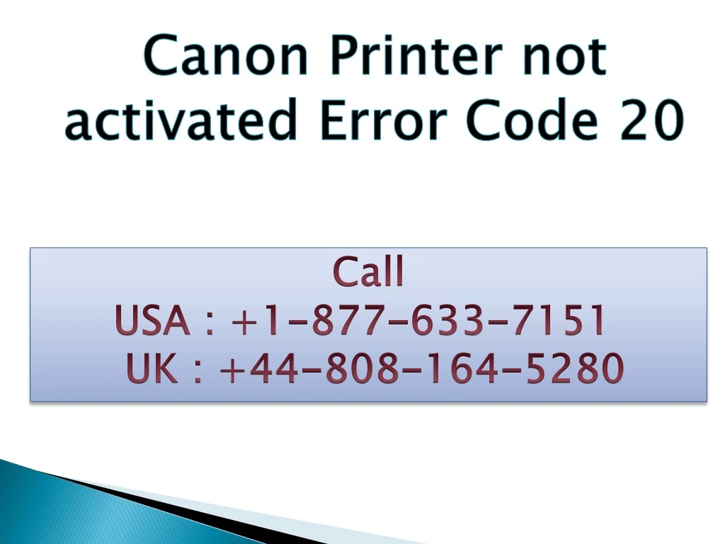 canon printer not activated error code 20