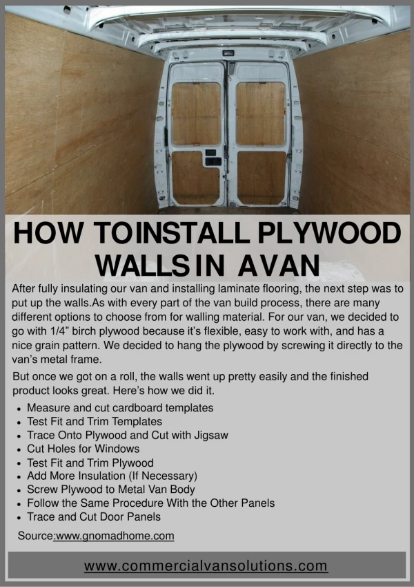 How To Install Plywood Walls In a van