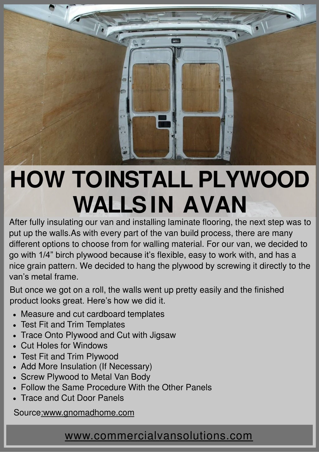 how to install plywood walls in a van