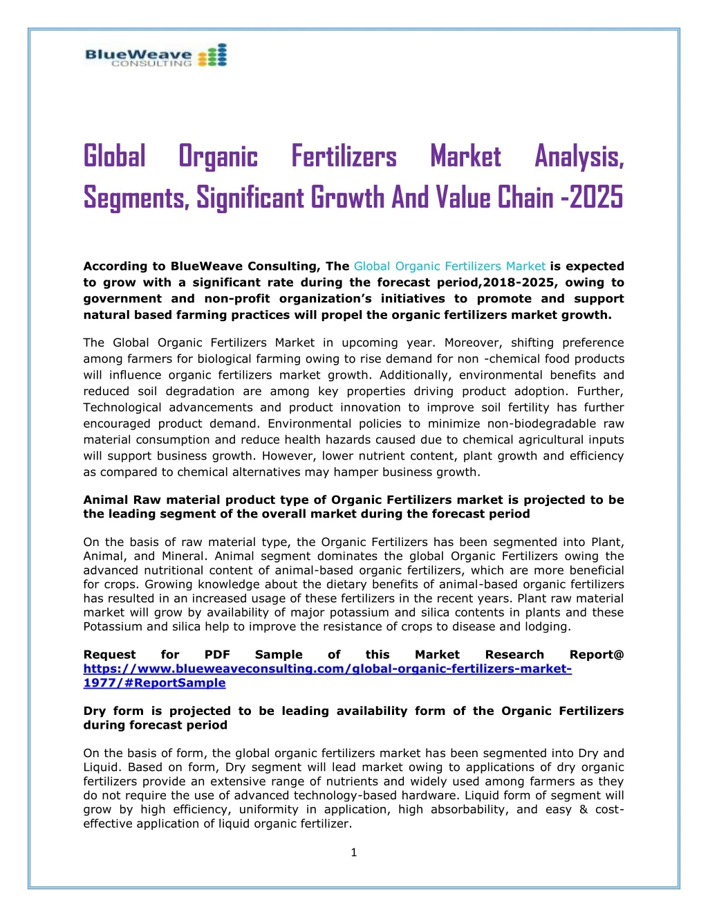 global organic fertilizers market analysis