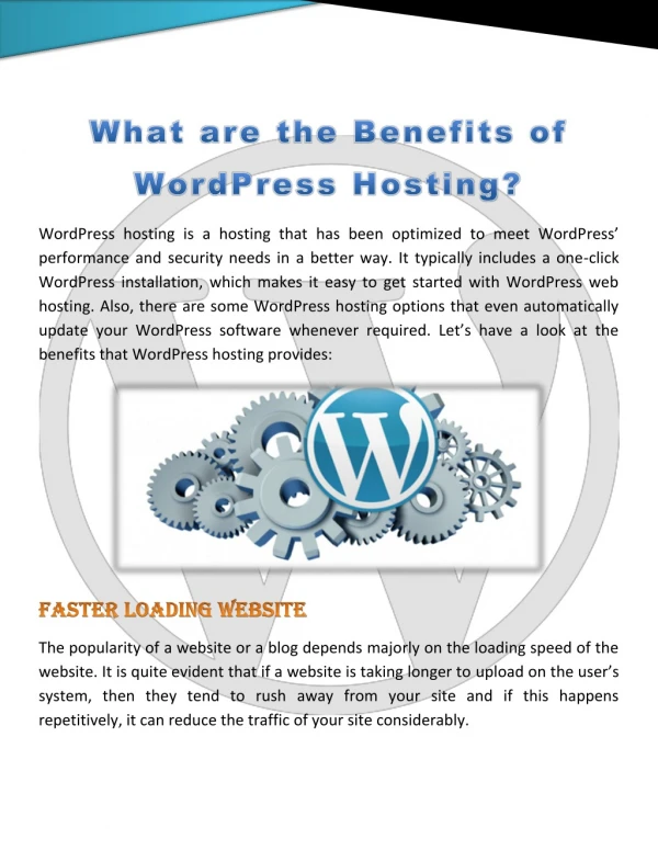What are the Benefits of WordPress Hosting?