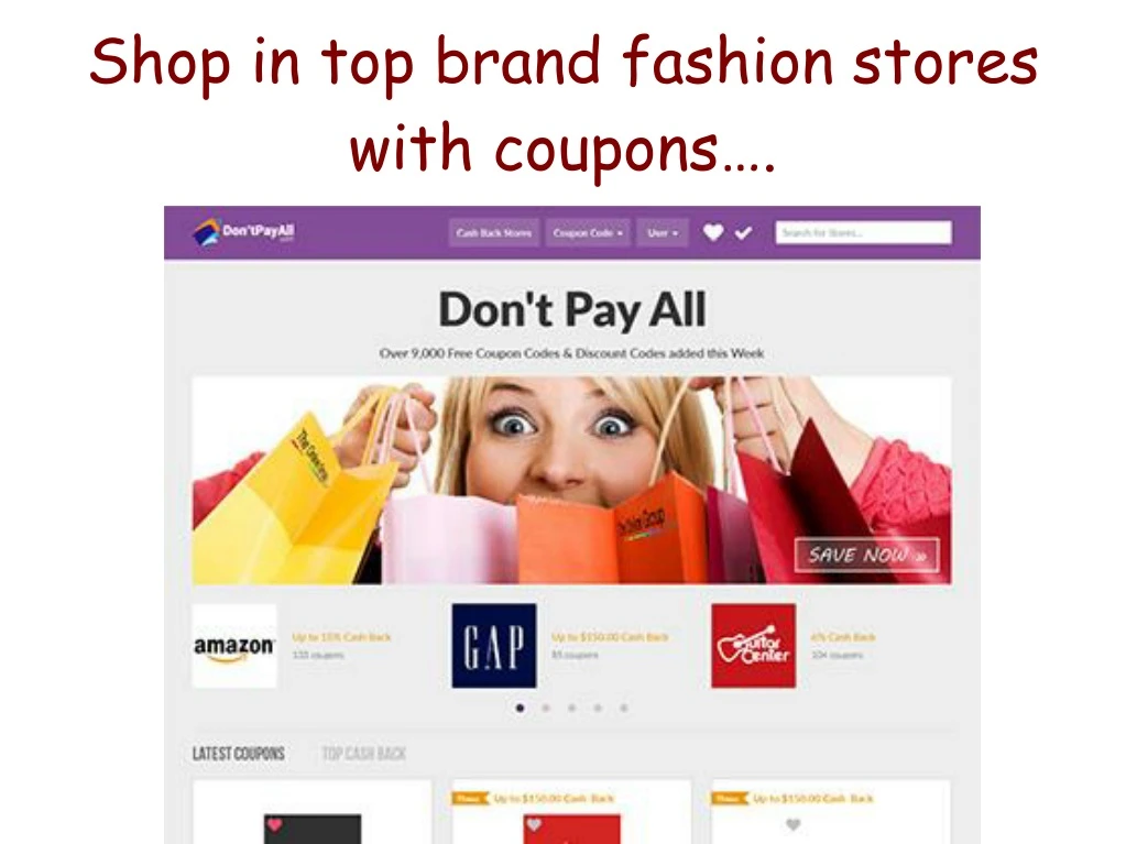 shop in top brand fashion stores with coupons