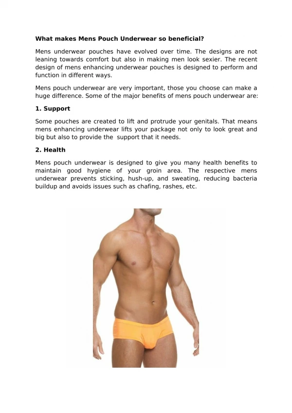 What makes Mens Pouch Underwear so beneficial?