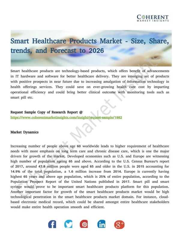 Smart Healthcare Products Market - Size, trends, and Forecast to 2026