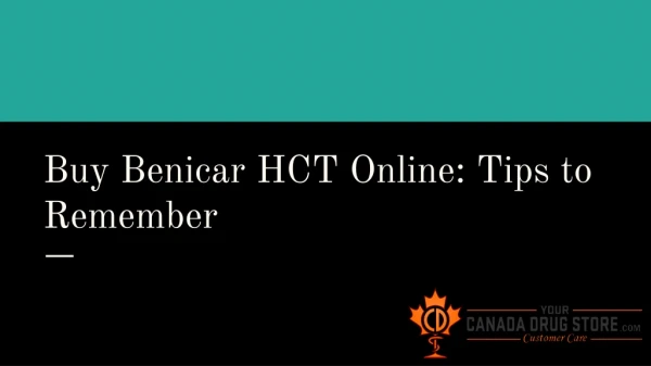 Buy Benicar HCT Online: Tips to Remember