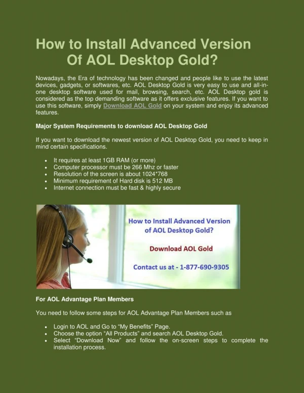 How to install Advanced version of AOL Desktop Gold