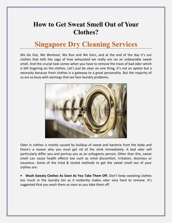 How To Get Sweat Smell Out of Your Clothes? Singapore Dry Cleaning Services