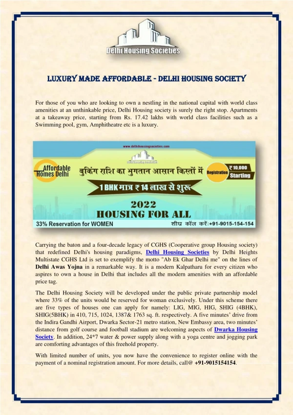 Luxury Made Affordable – Delhi Housing Society
