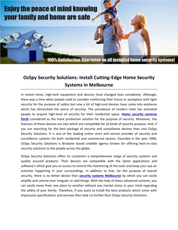 OzSpy Security Solutions: Install Cutting-Edge Home Security Systems in Melbourne