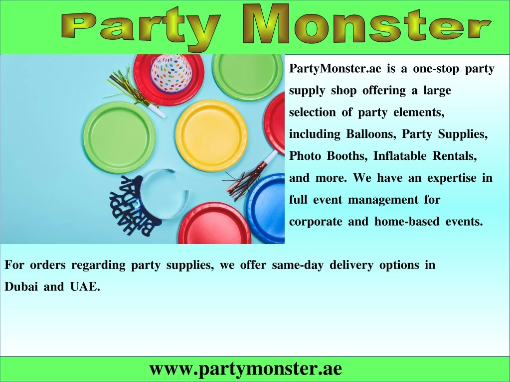 partymonster ae is a one stop party supply shop