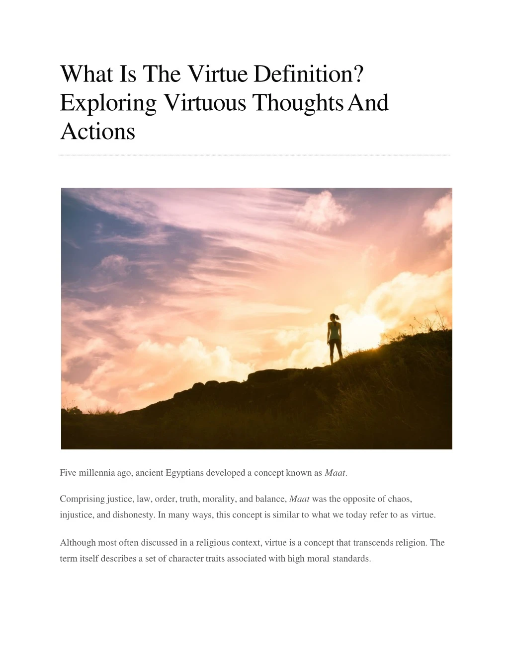 what is the virtue definition exploring virtuous thoughts and actions